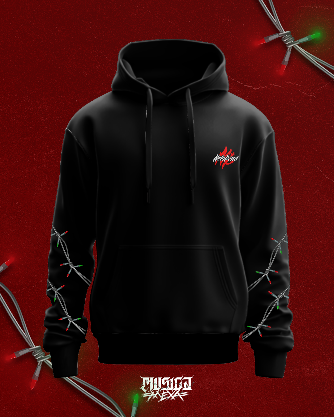 Hoodie navideña MÚSICA MEXA espalda